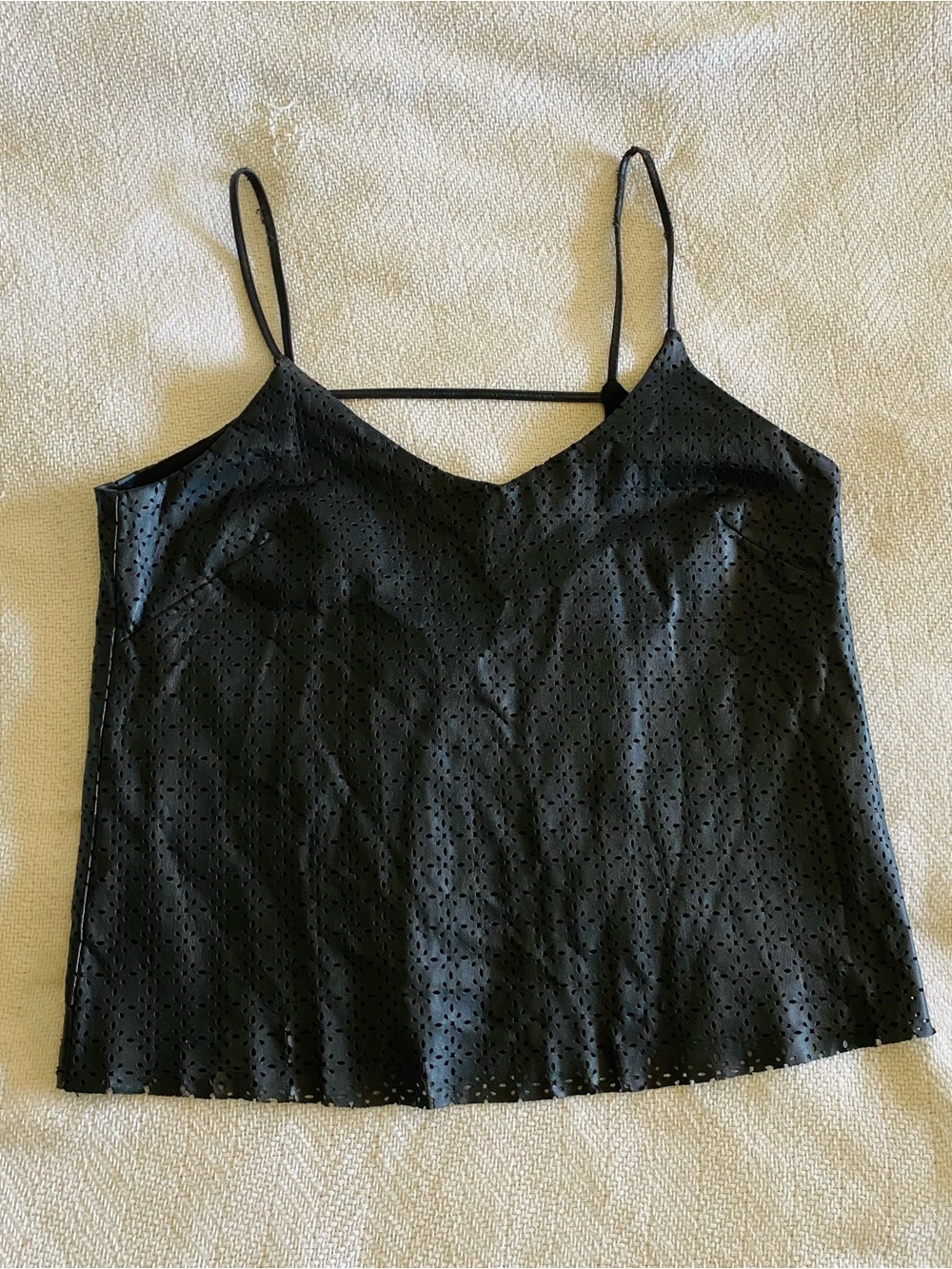 Stella Luce Faux Black Leather Tank Top